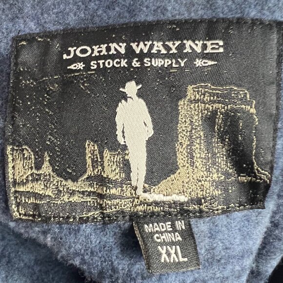 Men’s Blue Plaid 1/4 Zip Pullover Flannel Sweater XXL John Wayne Stock & Supply - Picture 9 of 11